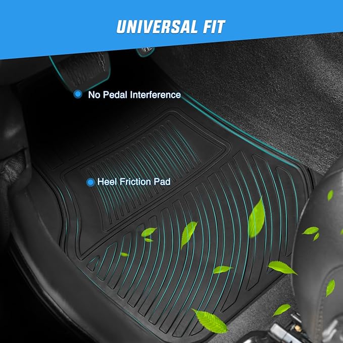 Nilight Rubber Floor Mats for Cars Trucks SUVs, Universal Trim to fit for Most Vehicles, All Weather Protection Heavy Duty Floor Liners, Pack of 4