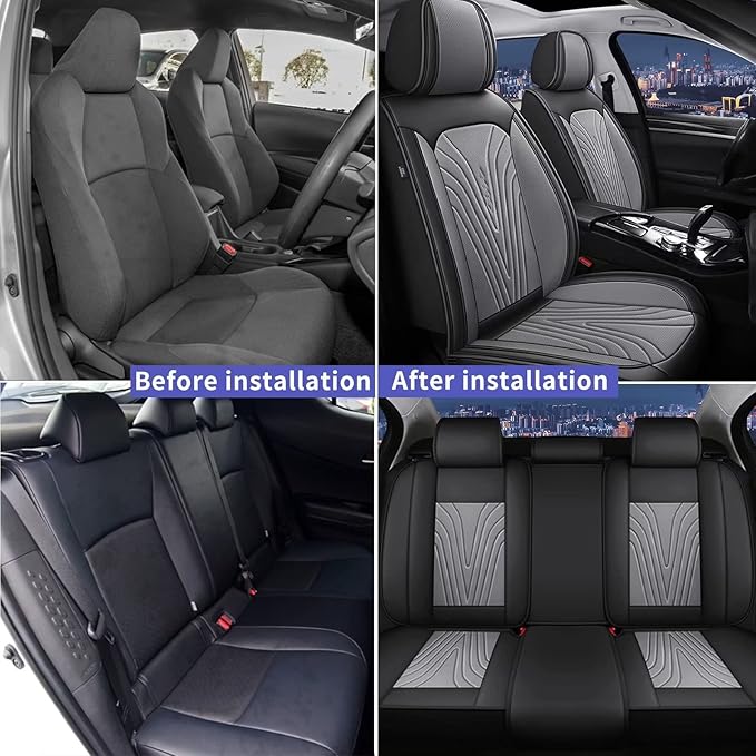 DISUTOGO Full Set Seat Covers Fit for Nissan Pathfinder 2011-2025 2026 Waterproof Faux Leather Automotive Cushion Protector Car seat Covers Compatible Airbag(5 Seats, Grey)