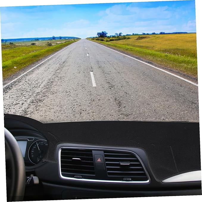 Mikinona Dash Cover Anti-Skid Dashboard Mat Polyester Protector with Pre-Cut Vent for Left-Hand Drive Cars Sunlight Glare and Scratch Resistant Car Interior Pad