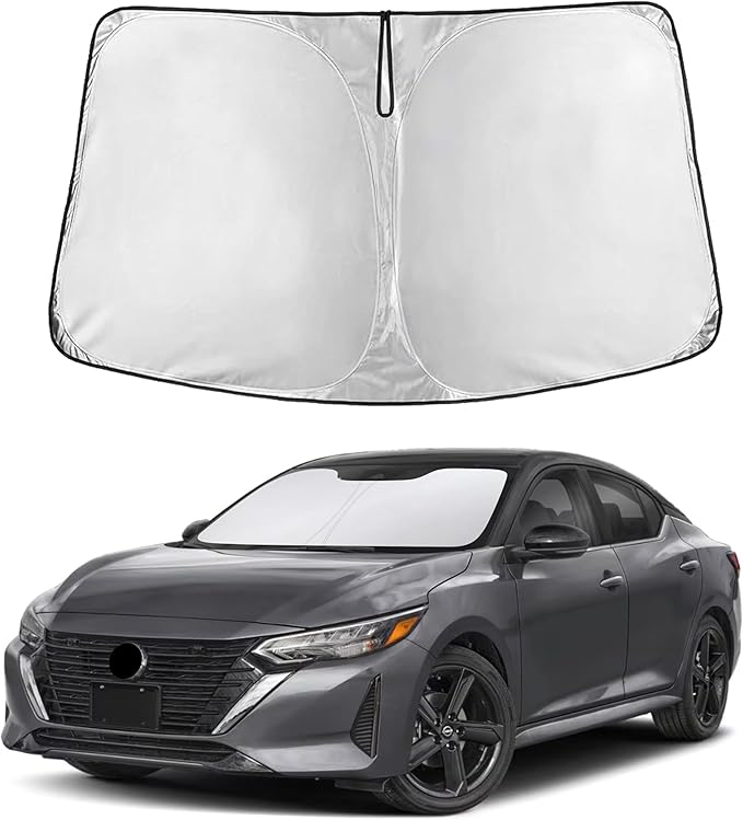 EcoNour Windshield Sun Shade Compatible for Nissan Sentra 2020–2025 | Sedan Front Window Sunshade | Foldable Sun Visor Cover | UV Protection & Heat Reduction