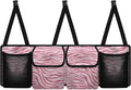 SEANATIVE Pink Zebra Car Trunk Organizer and Storage, Large Capacity Backseat Hanging Storage Car Accessories, Collapsible Backseat Car Organizer for SUV/MPV/Truck