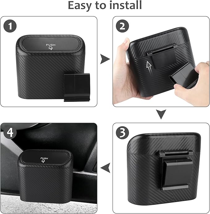 Accmor Car Trash Can with Lid, 2 Pack Mini Vehicle Trash Bin, Small Car Dustbin Garbage Organizer Holder with 2 Roll Trash Bag, Portable Hanging Leakproof Auto Storage Bag Container