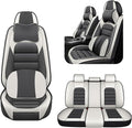 AREKA 5 Car Seat Covers for Honda Civic 2002-2026 Breathable Leather,Waterproof Car Seat Protectors with Comfort Headrest Pillows,Automotive Vehicle Cushion with Storage Pockets (Luxury,Gray)