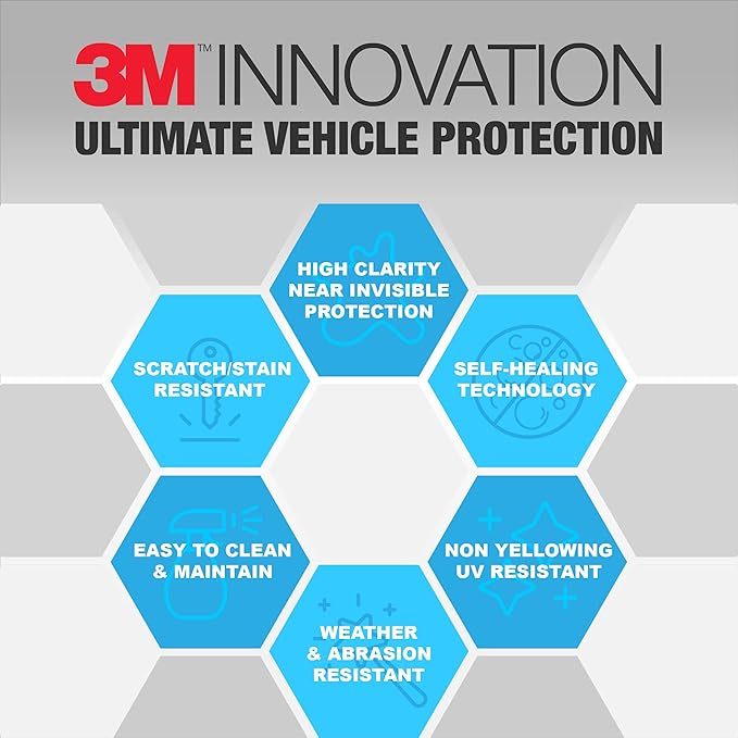 Prime Ave 3M Clear Paint Protection Film, 8 mil PPF Vinyl Wrap with Self-Healing Technology, UV Protection, Non-Yellowing, Scratch Resistant, Glossy Finish (12 x 12in)