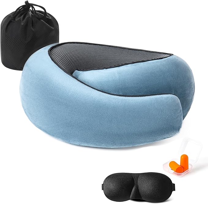 Almalls Travel Pillow Memory Foam Neck Pillow Support Pillow,Luxury Compact & Lightweight Quick Pack for Camping,Offices,Sleeping Rest Cushion,Portable Plane Accessories