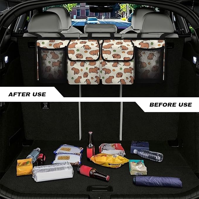 Cute Cartoon Capybara Trunk Organizer Car Women Large Capacity Auto Hanging Seat Back Storage for SUV,Truck,Van