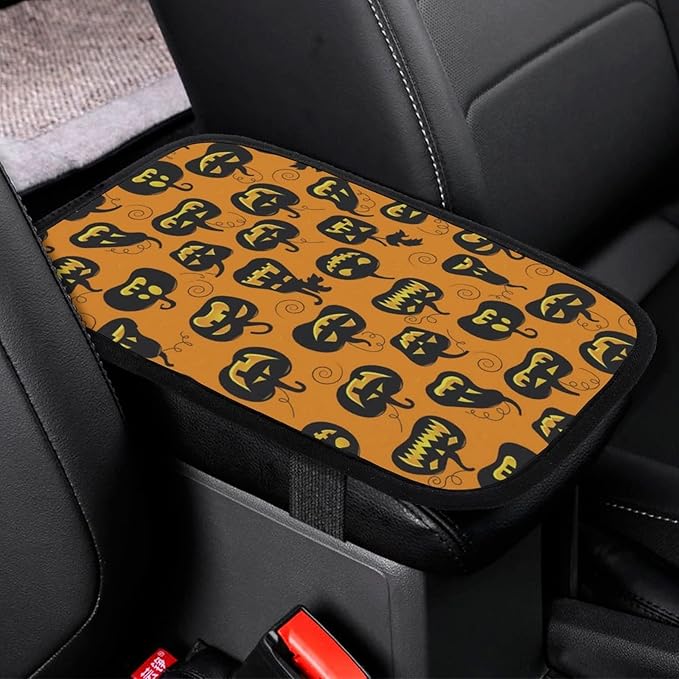 Personalized Auto Center Console Armrest Cover Custom Custom Photo Text Logo Universal Fit Soft Comfort Center Console Armrest Cushion for Car Seat Handrail Box, Yellow