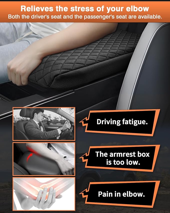 Shademax Custom for 2024 2025 2026 Honda Prologue Center Console Cover Armrest Cover for Honda Prologue Accessories Arm Rest Cushion Pad Leather Middle Console Cover Armrest Seat Box Protector Black