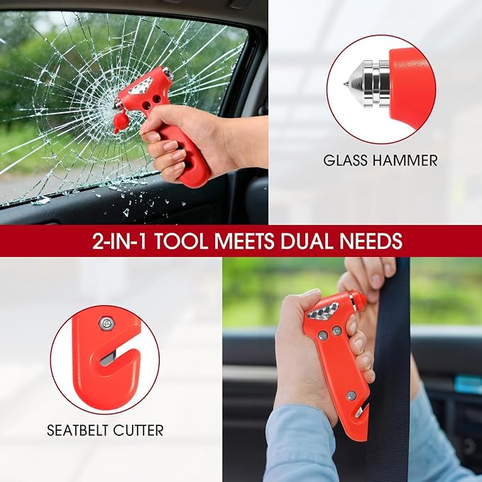 Roadside Emergency car kit, 12PCS car Emergency Kits for Vehicles with Jumper Cables, Portable Air Compressor, Tow Strap, Tool Kit, Emergency kit for Women,Man, New Driver Gifts