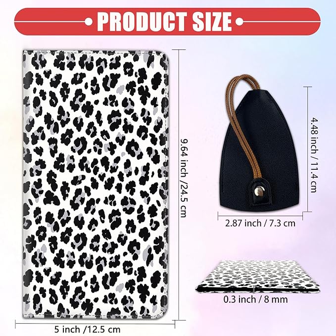 Car Registration Holder, Waterproof PU Leather Vehicle Card Document Glove Box Organizer, Women Interior Auto Accessories Case for Cards, Driver License Car Insurance Holder, Animal Skin Leopard Print