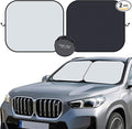 kinder Fluff Windshield Sunshade| Reflective Patented Car Sun Protection - Certified 99% UVR Block - Cool Interior | Foldable 2-Piece Sun Cover | Automotive Accessories for Summer Heat | Standard Size