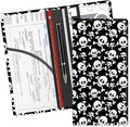ADUQLZUX Leather Car Registration and Insurance Card Holder, Cute Car Accessories Vehicle Glove Box Car Organizer for Documents, Cards, License Black White Skulls