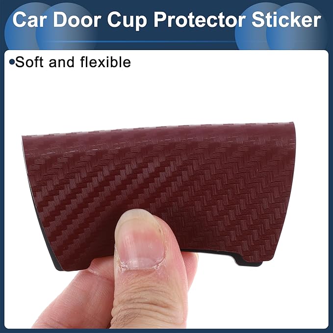 3D Car Door Handle Scratch Protector, 84x94mm Removable Magnetic Car Door Handle Protective Film Wine Red, 4 Pcs