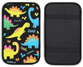 Car Center Console Cover, Colorful Dinosaur Black Anti-Slip Arm Rest Covers Protector Waterproof Auto Interior Accessories Universal Fit for Most Vehicle