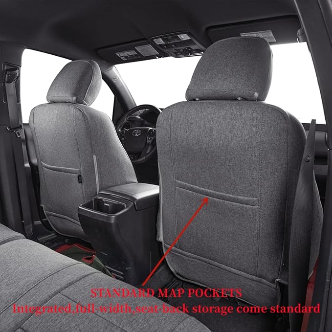coverdream Tacoma Seat Covers Custom Fit for 2016-2023 Toyota Tacoma Access/Xtra Cab SR SR5,Fully Covered Breathable Polyester Truck Seat Protector-Full Set(Gray)