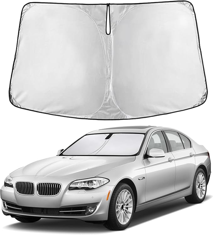 EcoNour Windshield Sun Shade for BMW 5 Series 2011–2016 | Front Window Sunshade | Foldable Car Sun Protector | Blocks UV Rays & Keeps Interior Cooler