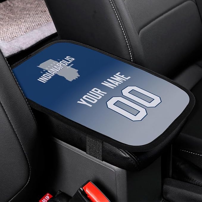 Custom Football Car Armrest Covers Universal Auto Center Console Pad Car handrail Box Cushion Personalized Add Name & Number Fans Gift Fit Suit for SUV Truck Sedan Van