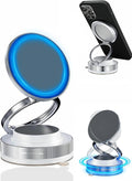 Vacuum Magnetic Car Phone Holder with Strong Magnets, 360° Adjustable Dash Cell Phone Holders, Foldabl Magsafe Car Mount with Vacuum Suction Cup for Cars/Gym/Mirror/Smooth Surface iOS Android, Silvery