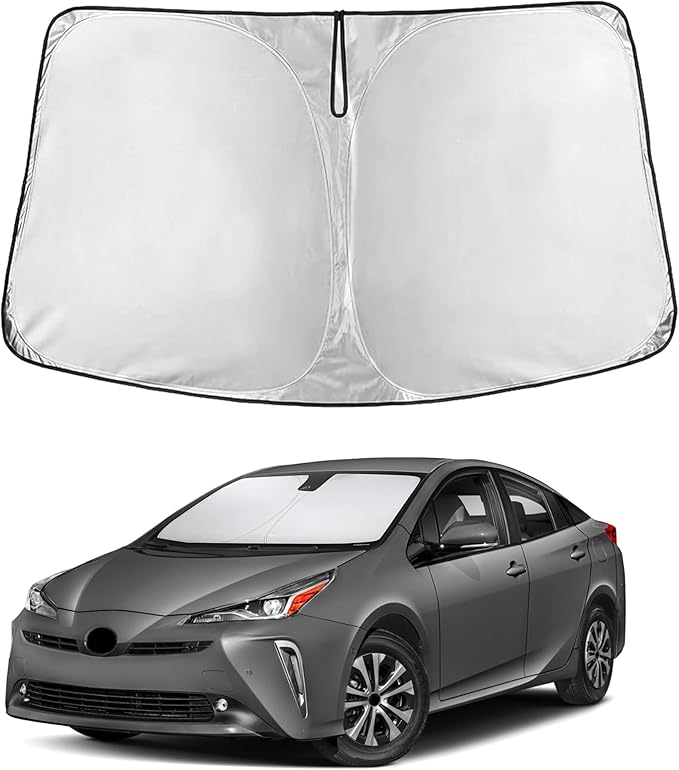 EcoNour Windshield Sun Shade Compatible for Toyota Prius Hatchback 2010–2015 | Hatchback Front Window Sunshade | Foldable Sun Visor Protector | Blocks UV Rays & Keeps Interior Cool
