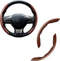 Amiss 2pcs Carbon Fiber Anti-Skid Steering Wheel Cover, Waterproof & Segmented Butterfly Design, Universal 99% Vehicle Wheel Cover Protector, Car Interior Accessories (Champagne)