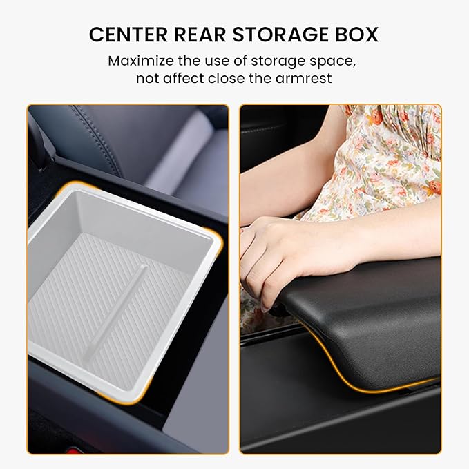 BANKKY Center Console Organizer Kit for Tesla Model 3 Highland (2024-2025) Complete Set with Storage Tray, Cup Holder Insert & Privacy Cover 6PCS White or Black