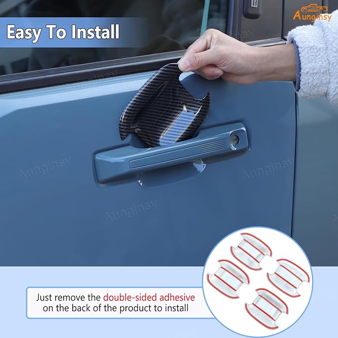 Aunginsy Exterior Door Handle Bowl Trim Cover Compatible with Ford Maverick 2022-2025 Ford Bronco Sport 2021-2025 Outside Door Handle Cup Bowl Cover Scratches Protector Decorative Sticker Accessories