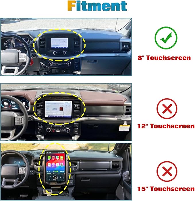 x xotic tech Center Console Dashboard Mat Compatible with Ford F-150 F150 2021 2022 2023, Pre-Cut Non-Slip Sunshield Sun Glare Protector Dash Carpet Pad Black Cover (only fit 8 inch Screen)