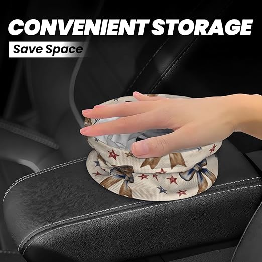 Elegant Bow Star Car Trash Can Leak-Proof Waterproof Hanging Trash Bin Collapsible Garbage Can for Car Accessories Travelling Camping