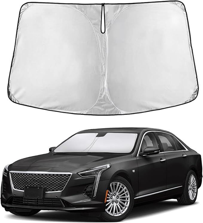 EcoNour Windshield Sun Shade Compatible for Cadillac XT6 2020-2025 Front Window Sunshade Foldable Sun Visor UV & Heat Blocking Protection