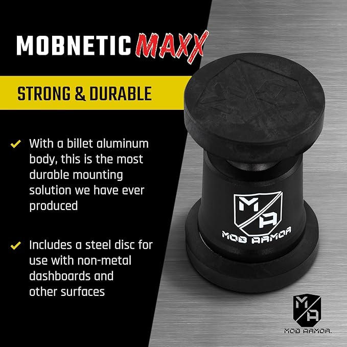 Mob Armor MobNetic Maxx - USA Assembled Magnetic Phone Holder for Car, Magnetic Car Phone Mount, 90-Degree Tilt, 360-Degree Rotation, Aluminum Metal, Compatible with iPhone & Android - Gunmetal