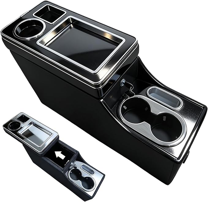 Truck Center Console Organizer Between Seat for Minivans, SUVs, Middle Van Bench Organizer for Floor Between The Back Seat Console 18 Wheelers Locking Design with Sliding Lid Design