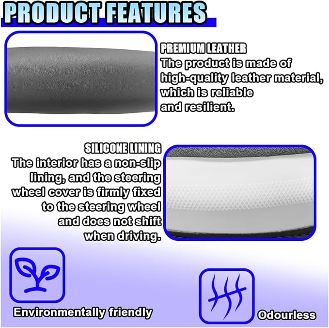 14.5"-15" Car Steering Wheel Cover, Microfiber Leather Breathable Wheel Cover, Anti-Slip Lining Steering Wheel Covers, Car Accessories Interior Decoration for Women Men (Wine Red)