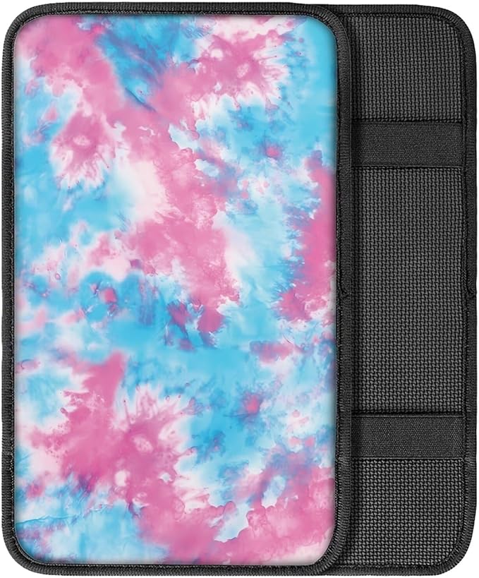 Tie Dye Pattern Car Center Console Cover Automotive Armrest Cushion Washable Car Center Console Pad Sweat Absorbing Center Console Cover Car Accessories