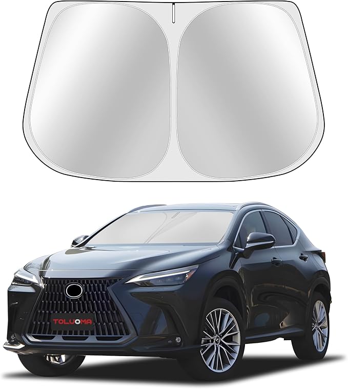 Toluoma Custom Fit Windshield Sun Shade for Le-xus NX NX300H NX300 NX200T 2022-2025 - Full Coverage, 210T Reflective Fabric, Blocks 99% UV Rays, Easy to Install and Store