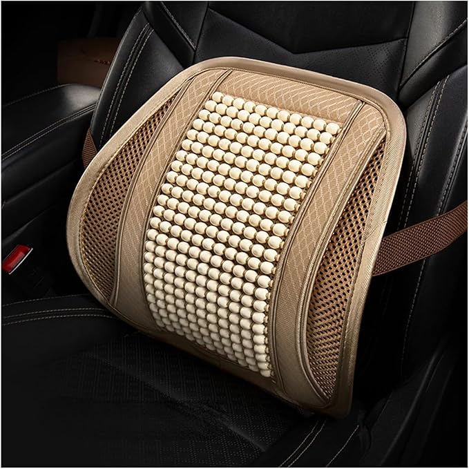Car Seat Chair Back Cushion for Hyundai Tucson 2015 2016 2017 2018 2019 2020, Wooden Beads Ventilate Mesh Lumbar Brace Strong Durable Relieve Fatigue Summer Interior Accessories