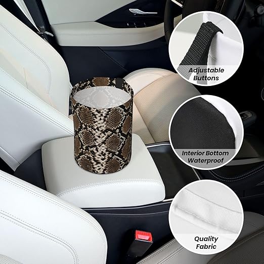 Aueimtia Python Pattern Car Trash Can – Collapsible & Waterproof Hanging Trash Bag, Pop-Up Garbage Bin for Cars, Trucks, Minivans, and Camping – Easy to Install & Clean