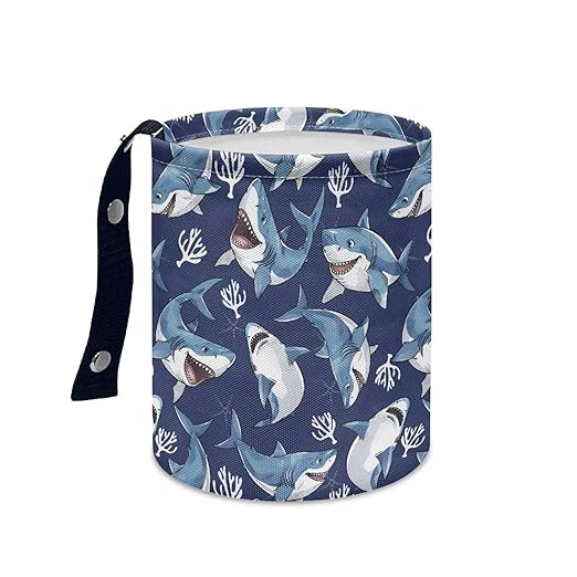 Shark Car Garbage Can Mini Car Trash Bin Car Organizer Car Storage Bag Waterproof Portable Men Accessories Car Decor Road Trip for Kids