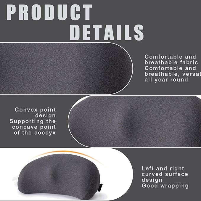Car Seat Cushion, Memory Foam Vehicle Driver Seat Support Pillow for Back Pain Relief, Comfortable Lumbar Pillow for Driving, Office Chair, Wheelchair, Universal for SUV, Truck, RV (Dark Gray)