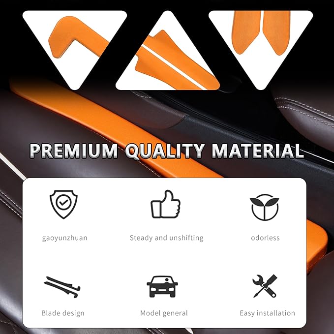 Junecarp Car Seat Gap Filler 2 Pack,Flexible Car Gap Filler Organizer to Stop Items from Dropping,Essential Interior Car Accessories Seat Gap Plug Perfectly Fits Car Gap (Orange)