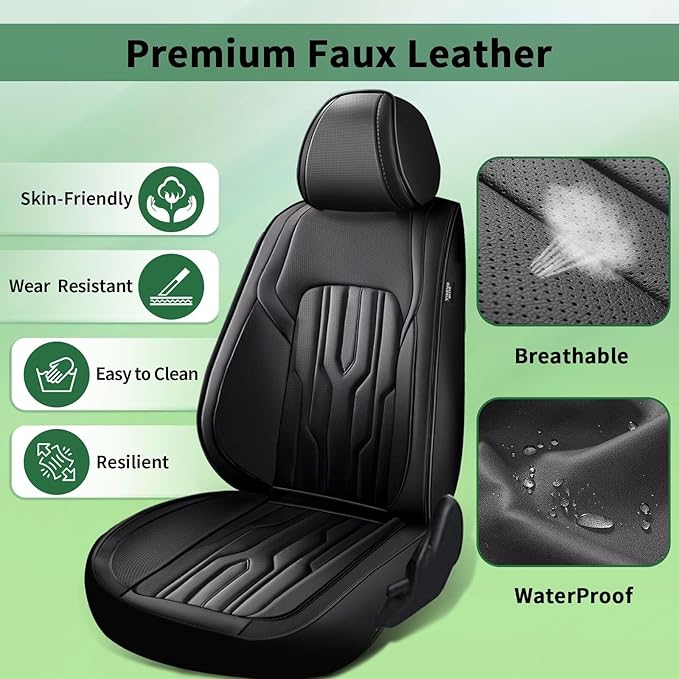 YORKNEIC Fit for BMW 7-Series Seat Covers Full Set 2011-2023 2024: 5 Seats Waterproof Leather Car Seat Covers Protector (2 Row 5 Seat, Black)