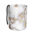 Modern Chic White Gold foil Marble Car Trash Can Leak Proof Hanging Waterproof Garbage Can Multipurpose Trash Bin for Car SUV Front Seat Headrest Collapsible and Portable Storage Pocket