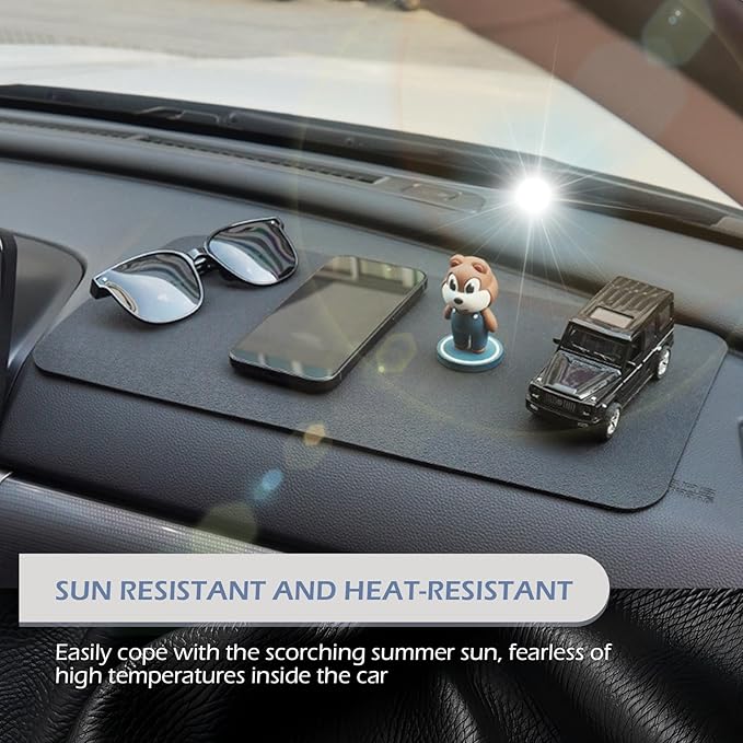leechio 1 PC Car Dashboard Non Slip Mat, Universal Dash Rubber Pad, Lengthen High Temperature Resistant Central Control Instrument Trolley Built-in Mat, for Cell Phones Sunglasses Coins Keys (Black)