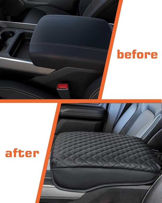 Center Console Cover for 2019-2026 Ram 1500 Center Console Cover, Armrest Cushion Pad Cover, PU Leather for 5th Ram 1500 Armrest Cushion Pad Cover Anti-Scratch for Ram 1500 Accessories