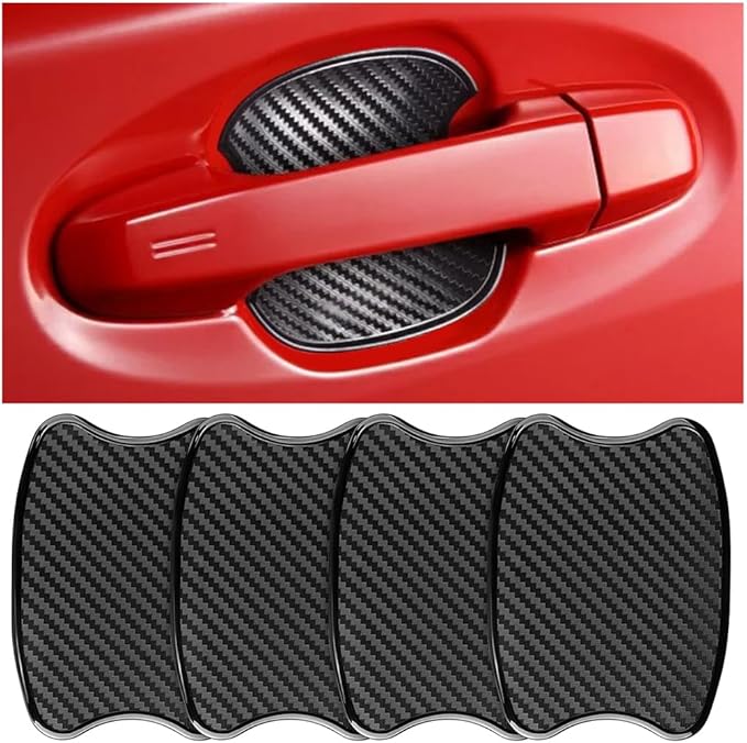 Mandark Car Door Handle Cup Scratch Protector, 4PCS 3D TPU Carbon Fiber Vehicle Door Bowl Sticker, Automotive Door Handle Paint Protective Film Cover Accessories, Universal for Most Cars (Small)