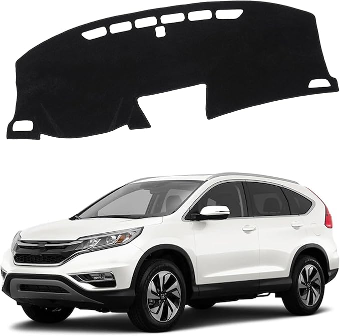 Upgraded Dash Mat for 2012-2016 Honda CRV Polyester Dashboard Cover UV Protection Non-Slip Windshield Reflective Dashcover Interior Accessory Black