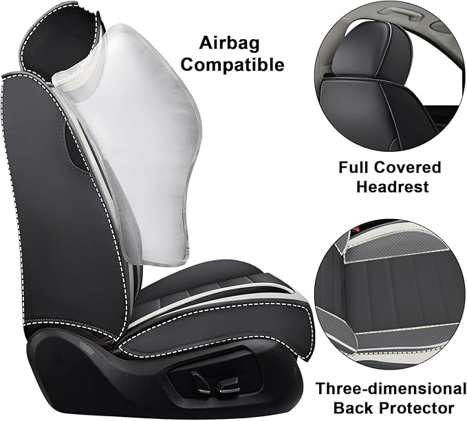 AREKA 2 Car Seat Covers for Subaru Crosstrek 2016-2026 Breathable Leather,Waterproof Car Seat Protectors with Comfort Headrest Pillows,Automotive Vehicle Cushion with Storage Pockets (Luxury,Gray)