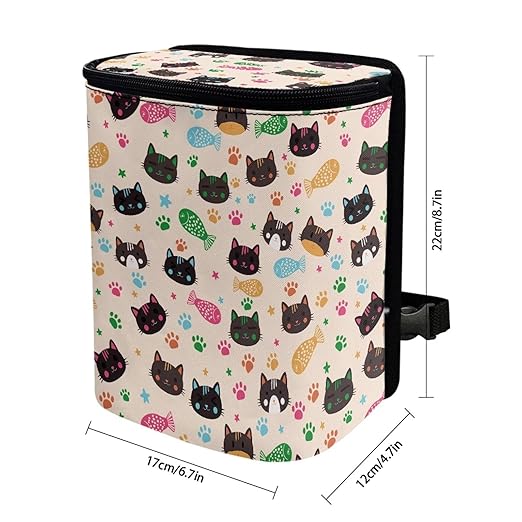 Cute Cat Car Trash Can Leak Proof Multipurpose Trash Bin for Cars Easy to Install Car Trash Bag Hanging Interior Accessory Compatible with Cars,SUV,Trucks