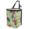 Hippie Flower Green Marble Car Trash Can Bin with Lid,Colorful Groovy Flower Hanging Automotive Garbage Cans Portable Waste Basket Automotive Interior Organizer Accessory