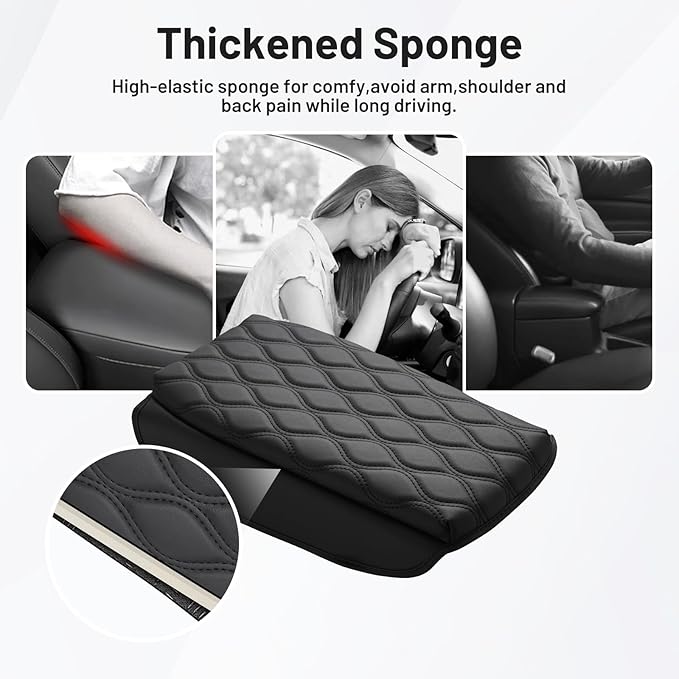 Autorder Center Console Cover for 2023-2025 2026 Honda HRV HR-V Accessories Armrest Cushion Cover Nappa Leather Middle Console Covers HRV Console Cushion Pad Anti-Scratch