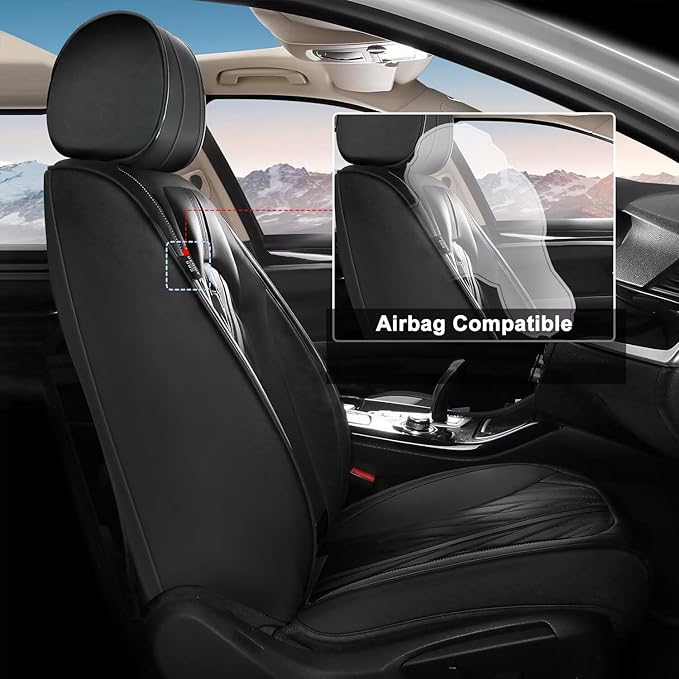 TTX LIGHTING Seat Covers Fit for Jeep Grand Cherokee 2005-2026 Front Seat Covers Faux Leather Car Seat Covers Breathable Waterproof Car Seat Protector (2 Seats, Black)